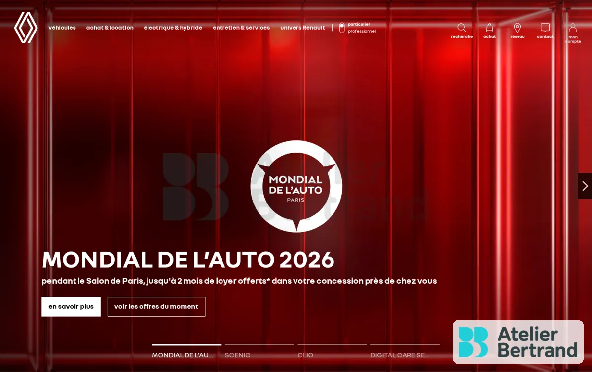 Capture : Renault France - Achat de voitures neuves - Site Officiel